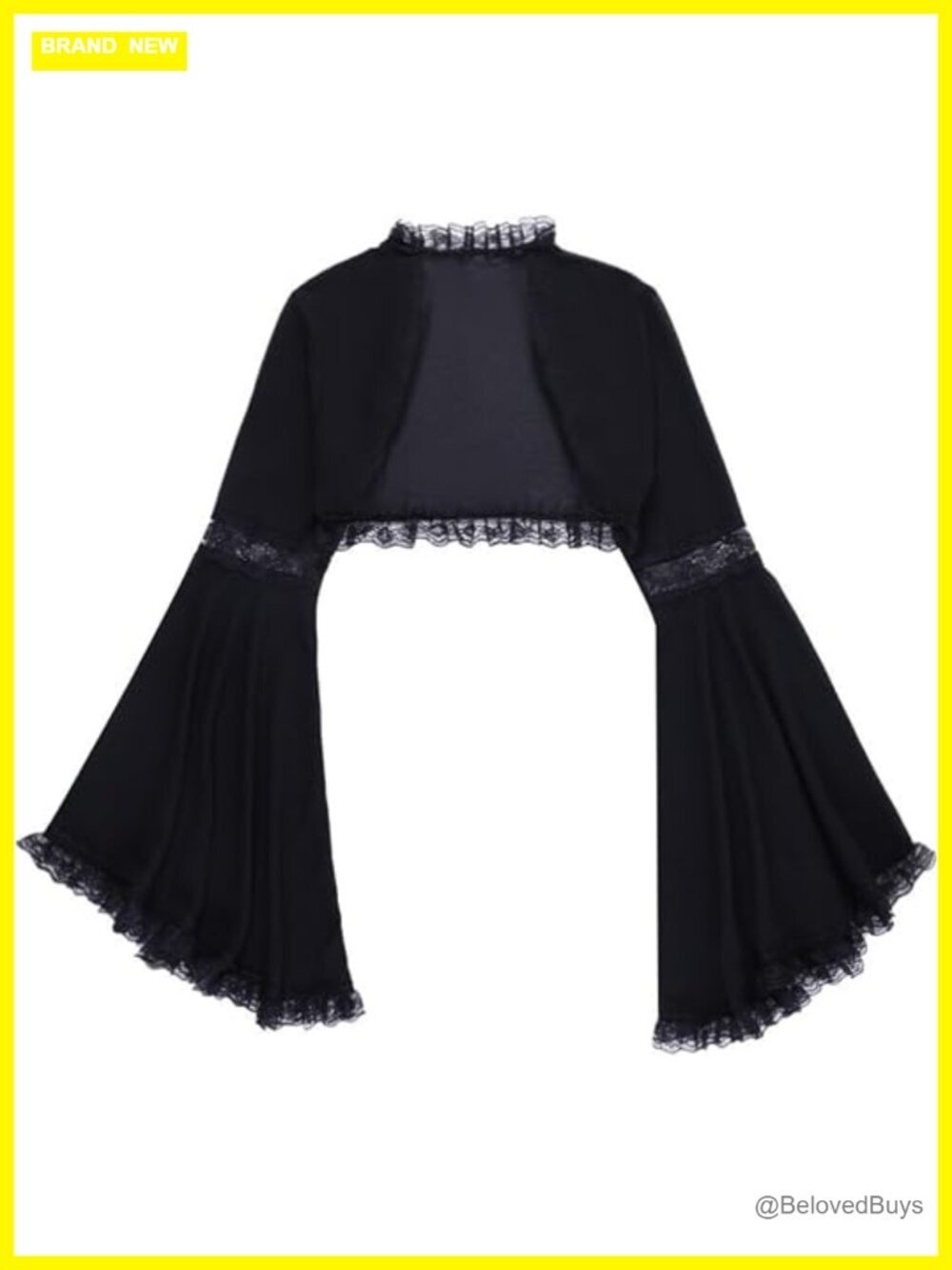 Sheer Mesh Bolero Shrug Crop Top with Long Bell Sleeves Gothic Victorian